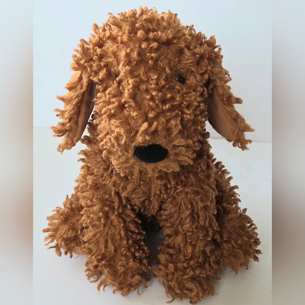 JELLYCAT LONDON COOPER DOODLE DOG BROWN CURLY PLUSH 10" STUFFED ANIMAL